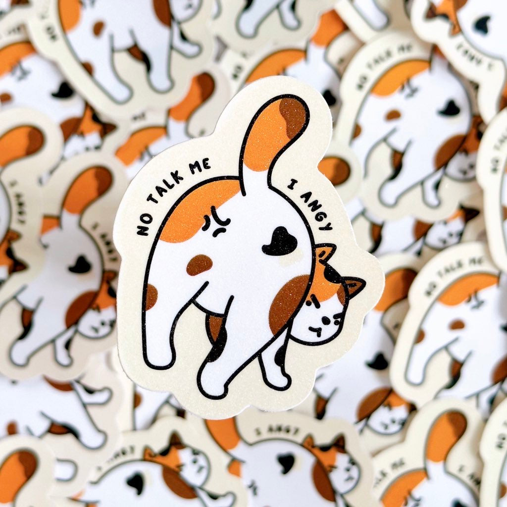 Angy Cat Glitter Sticker