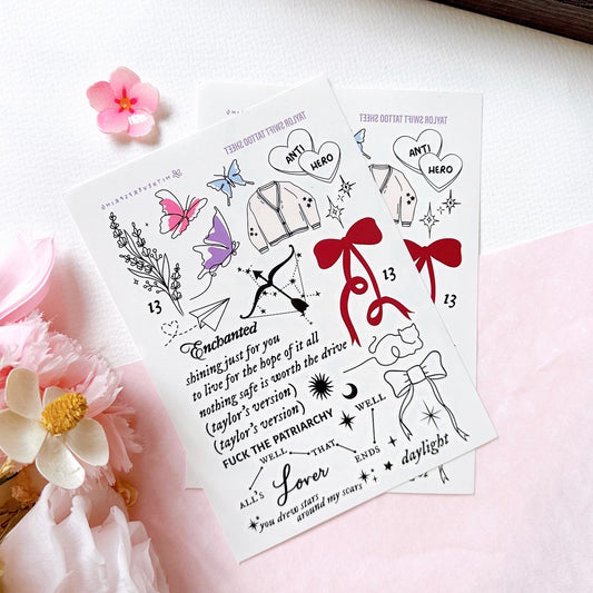 Taylor Swift Temporary Tattoo Sheet