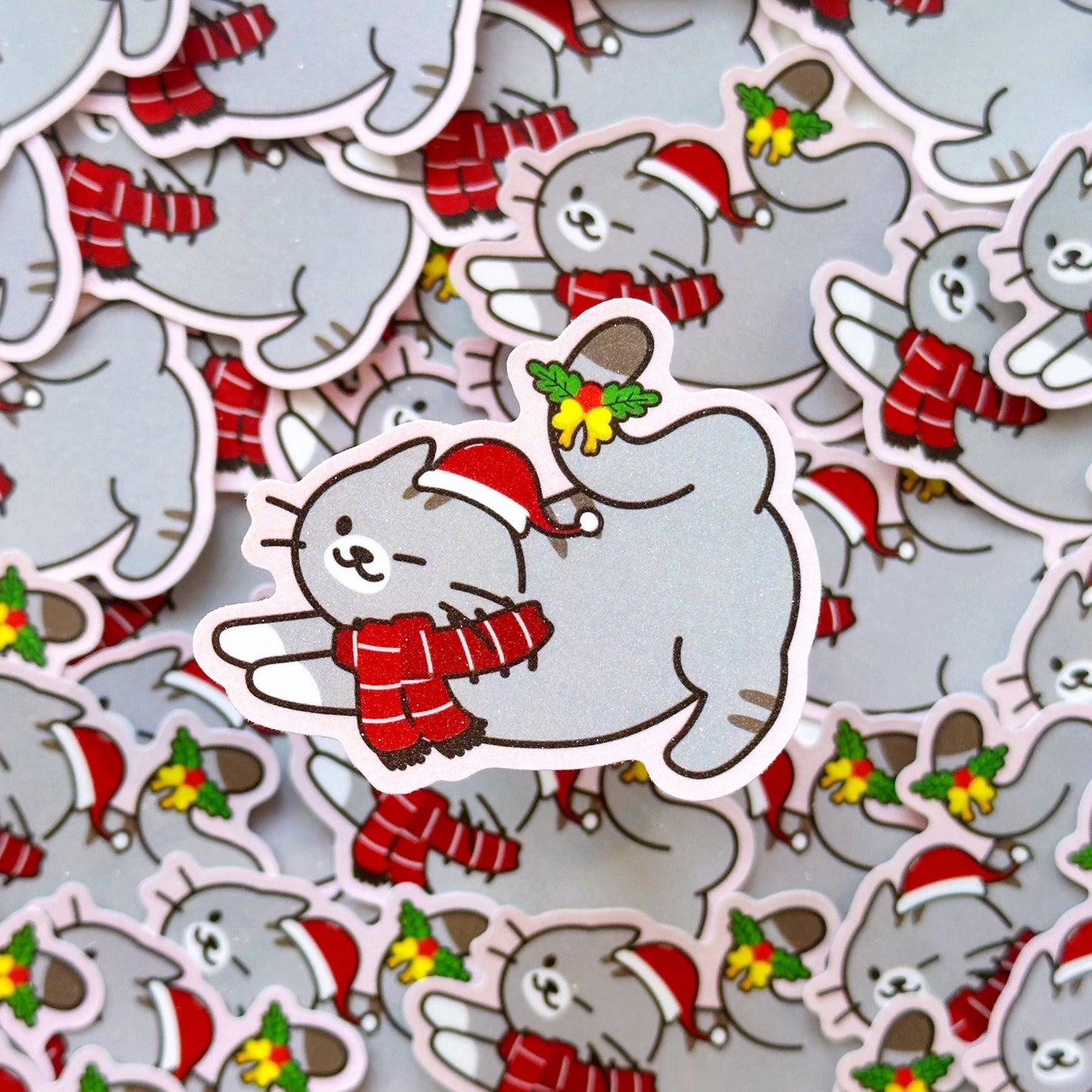 [NEW!] Christmas Cat Glitter Sticker