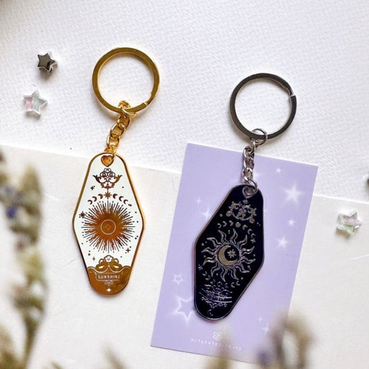 Midnight & Sunshine Enamel Keyrings